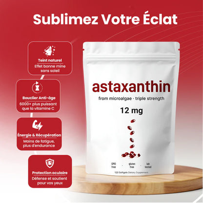 Astaxanthine 12 mg, 120 capsules molles, approvisionnement de 4 mois