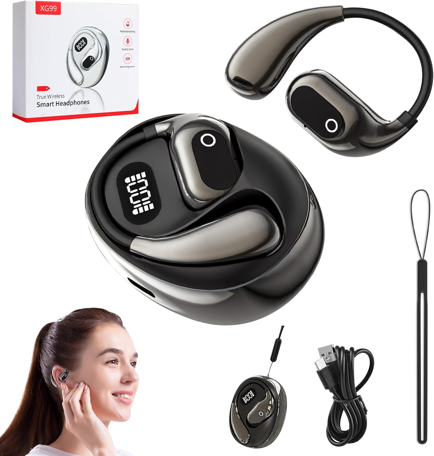 Écouteurs Bluetooth sans fil 3 en 1 Traducteur de langue en temps réel avec 138 langues