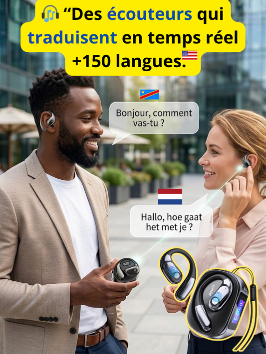 Écouteurs Bluetooth sans fil 3 en 1 Traducteur de langue en temps réel avec 138 langues
