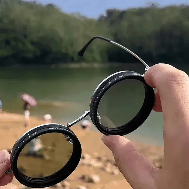 🔥Lunettes de soleil rondes polarisées à teinte réglable
